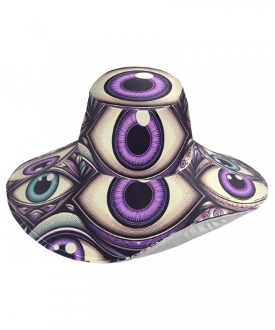 Wide Brim Sun Hat Purple-Blue-Evil-Eye Foldable Beach Hat Bucket Hat $18.17 Sun Hats