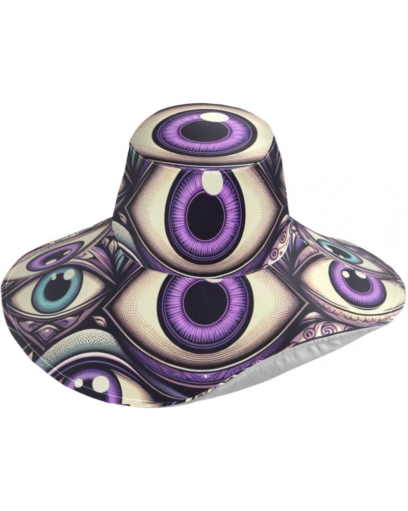 Wide Brim Sun Hat Purple-Blue-Evil-Eye Foldable Beach Hat Bucket Hat $18.17 Sun Hats