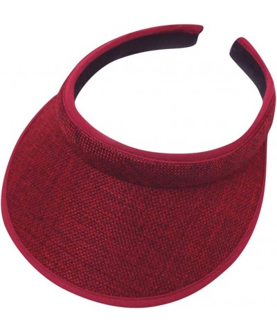 Mens Womens Clip On Sun Protection Sports Cotton Twill Golf Tennis Visor UPF 50+ Round Brim Solid Sun Hats Red $11.88 Visors