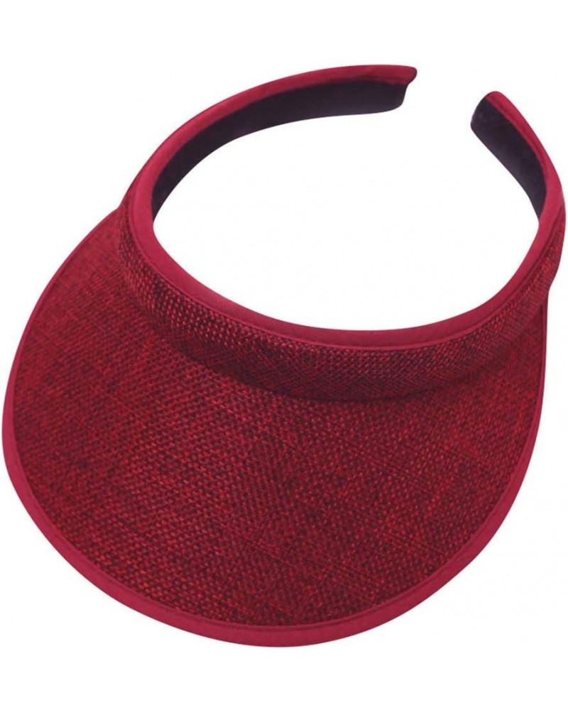 Mens Womens Clip On Sun Protection Sports Cotton Twill Golf Tennis Visor UPF 50+ Round Brim Solid Sun Hats Red $11.88 Visors