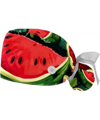 2 Packs Gourd Shaped Working Cap with Buttons Sweatband Watermelon Leaves Scrub Cap for Women Men Color 5 $13.19 Skullies & B...