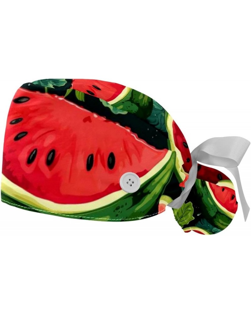 2 Packs Gourd Shaped Working Cap with Buttons Sweatband Watermelon Leaves Scrub Cap for Women Men Color 5 $13.19 Skullies & B...