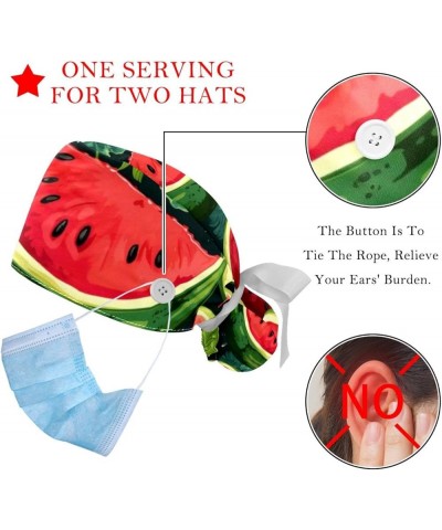 2 Packs Gourd Shaped Working Cap with Buttons Sweatband Watermelon Leaves Scrub Cap for Women Men Color 5 $13.19 Skullies & B...