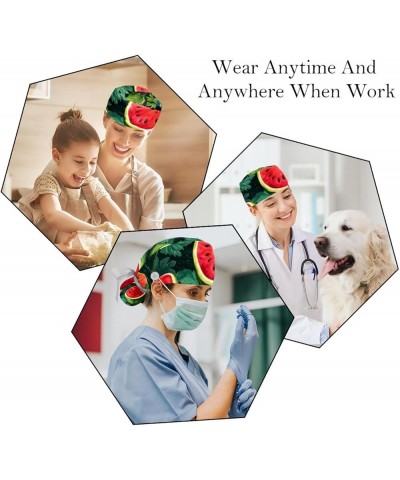 2 Packs Gourd Shaped Working Cap with Buttons Sweatband Watermelon Leaves Scrub Cap for Women Men Color 5 $13.19 Skullies & B...