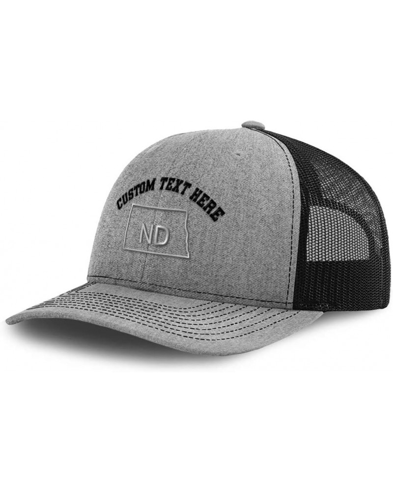 Custom Richardson Trucker Hat North Dakota State Map Nd Embroidery Baseball Cap Heather Grey Black Personalized Text Here $18...