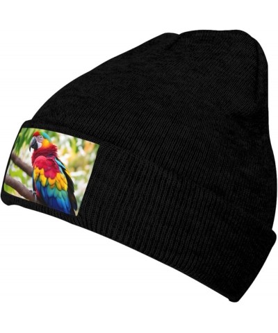 Fantastic Parrot Feather 1 Print Unisex Warm Knit Hat Cap Winter Cap Cute Soft Warm Outdoor Ski Knit Cap Nightcap Black $10.1...