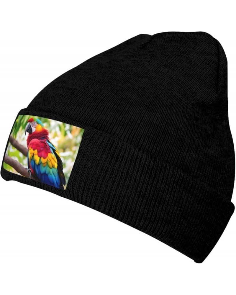 Fantastic Parrot Feather 1 Print Unisex Warm Knit Hat Cap Winter Cap Cute Soft Warm Outdoor Ski Knit Cap Nightcap Black $10.1...