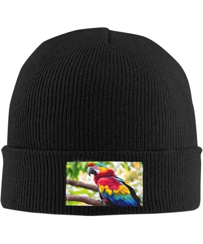 Fantastic Parrot Feather 1 Print Unisex Warm Knit Hat Cap Winter Cap Cute Soft Warm Outdoor Ski Knit Cap Nightcap Black $10.1...