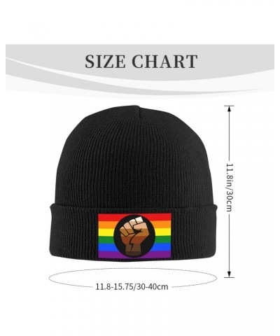 QPOC Pride Flag LGBTQ Cozy Winter Essential: Hand-Knitted Hat Ultimate Warmth Black $15.25 Skullies & Beanies