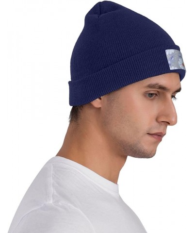 Daisy Blue. Print Knitted Hat Knit Cap Daily Knit Hat Men's Unisex Winter Beanie Hat Women Cap Warm Soft Caps Navy Blue $14.5...