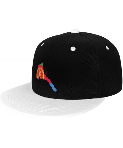 Flag Map of Eritrea Snapback Hat for Men Women Baseball Cap Trucker Flat Bill Hats Dad Caps White $11.15 Baseball Caps