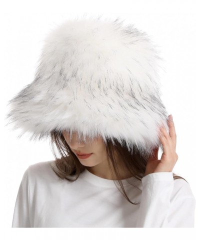 Women's Winter Furry Hat - Faux Fur Fluffy Fuzzy Warm Winter Bucket Hats Fisherman Russian Style for Ski Snow White $18.47 Bu...