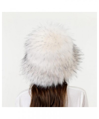 Women's Winter Furry Hat - Faux Fur Fluffy Fuzzy Warm Winter Bucket Hats Fisherman Russian Style for Ski Snow White $18.47 Bu...