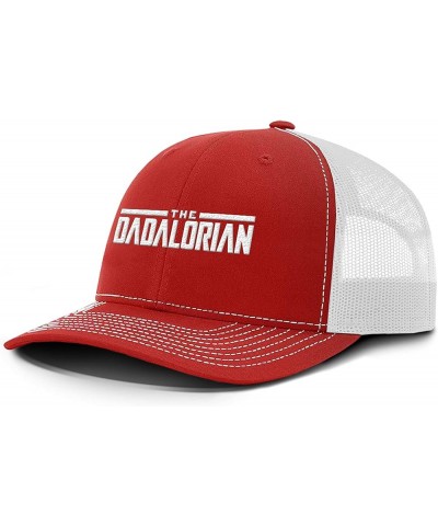 The Dadalorian Back Mesh Hat Casual Wear - Baseball Cap for Men Breathable Mesh Back Adjustable Snapback Strap Red Front / Wh...