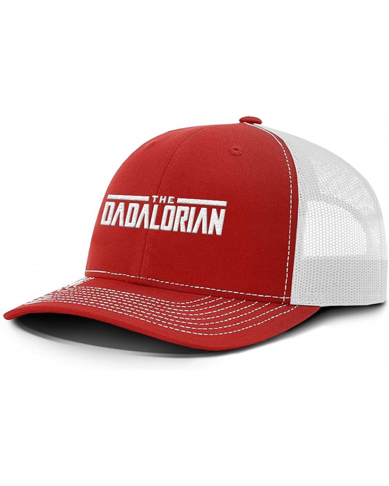 The Dadalorian Back Mesh Hat Casual Wear - Baseball Cap for Men Breathable Mesh Back Adjustable Snapback Strap Red Front / Wh...