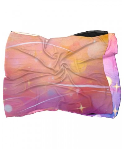 Silk Scarf for Women Hair,Long Lightweight Shawl Wrap,Background Pink Fantasy $10.92 Scarves