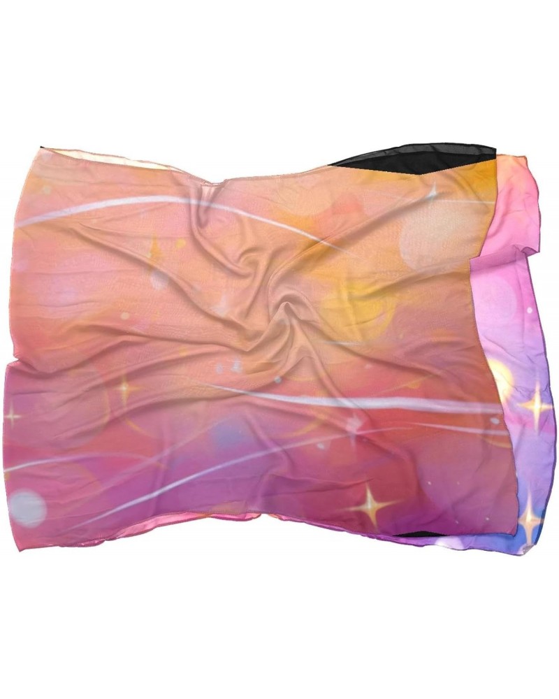 Silk Scarf for Women Hair,Long Lightweight Shawl Wrap,Background Pink Fantasy $10.92 Scarves