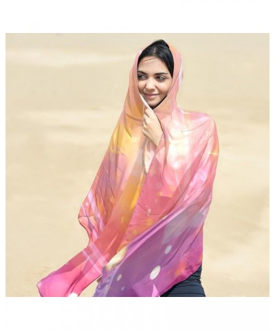 Silk Scarf for Women Hair,Long Lightweight Shawl Wrap,Background Pink Fantasy $10.92 Scarves