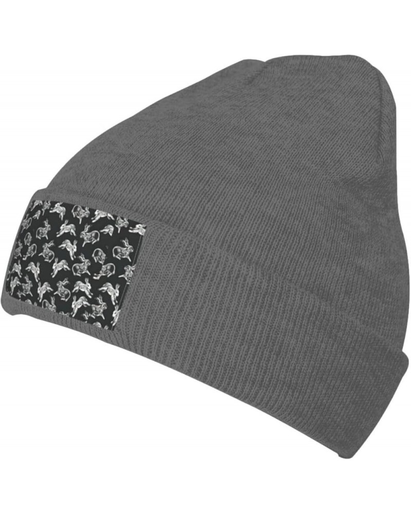 Bunny Rabbit Print Slouchy Beanie for Men Women Hip-Hop Soft Lightweight Running Beanie Adult Hats Deep Heather $12.75 Skulli...