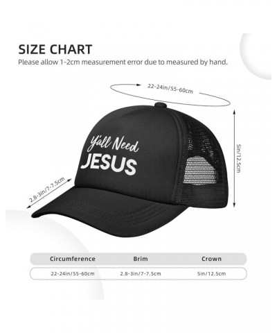 Y'all Need Jesus Funny Gift for Women Men Gifts Mesh Unisex-Adult Adjustable Snapback Trucker Hat Baseball Hats Black Black $...