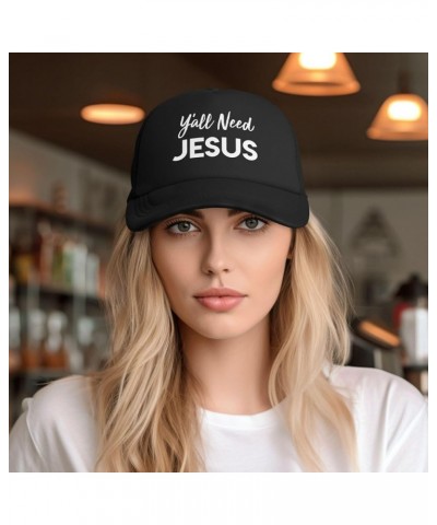 Y'all Need Jesus Funny Gift for Women Men Gifts Mesh Unisex-Adult Adjustable Snapback Trucker Hat Baseball Hats Black Black $...