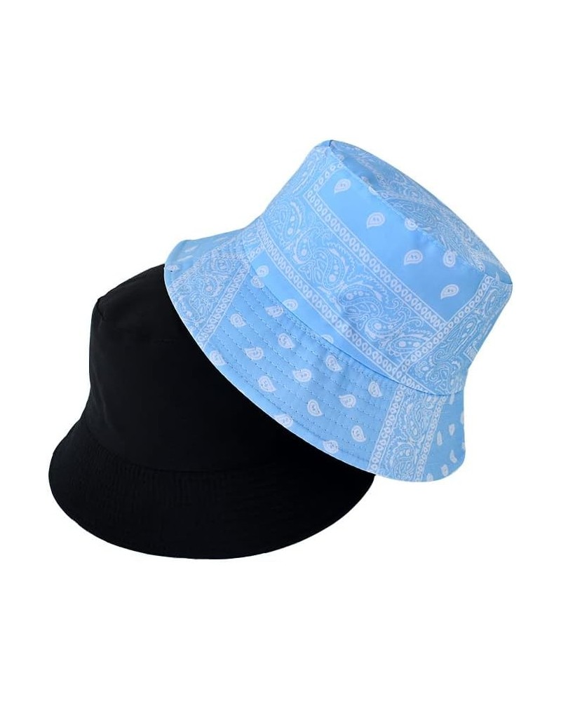 Summer Bandana Bucket Hats for Men Women Fashion Hip Hop Paisley Bandanas Sun Hat Outdoor Beach Caps Fisherman Hat Sky Blue B...