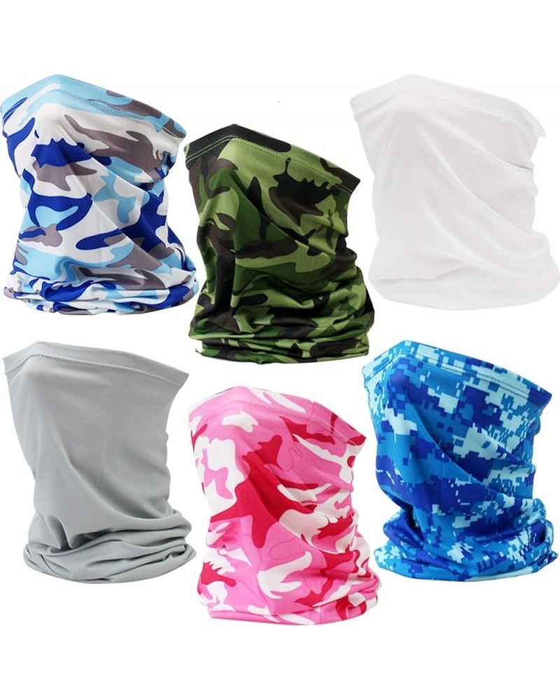 Clothing Neck Gaiter Cover, UV Protection, Non Slip Light Breathable for Sun Wind Dust Bandana Balaclava 6pcs(camouflage+soli...