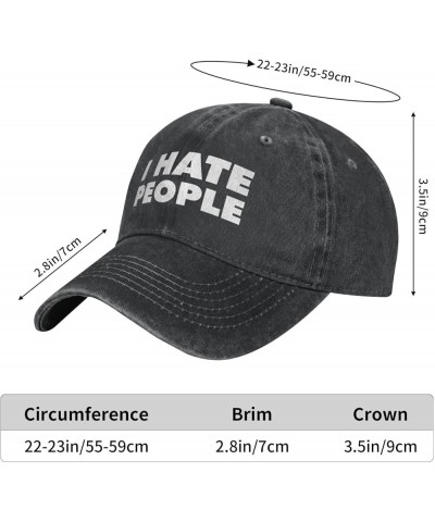 I Hate People Cowboy Baseball Cap Adjustable Washable Cowboy Baseball Hat Unisex Black Black $12.21 Cowboy Hats