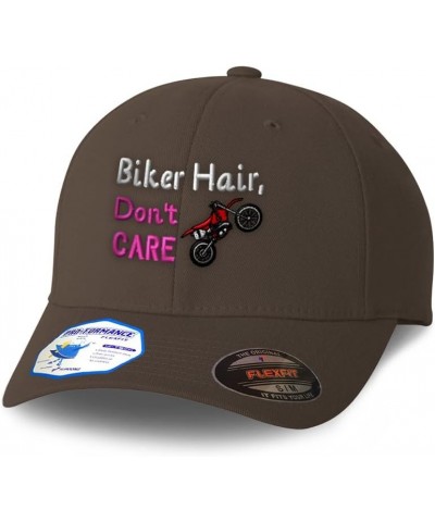 Flexfit Hats for Men & Women Biker Hair Don't Care Polyester Dad Hat Baseball Cap Dark Grey $16.80 Baseball Caps