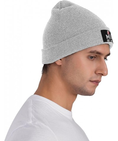 Mom of Boys Cuffed Beanie Hat Funny Winter Knit Elastic Acrylic Beanie Unisex Gray $10.53 Skullies & Beanies