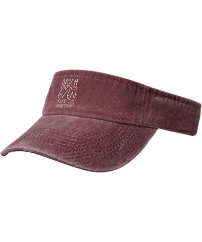 Bruh Did You Even Read The Directions Sun Visor Hats Cotton Empty Top Baseball Cap Sports Sun Cap for Men Women,Black Red $10...