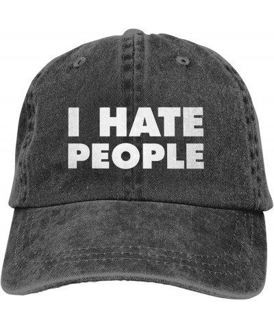 I Hate People Cowboy Baseball Cap Adjustable Washable Cowboy Baseball Hat Unisex Black Black $12.21 Cowboy Hats