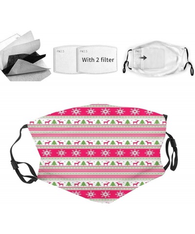 Cloth Face Mask Bandana With 2pcs Filters, Balaclava Adjustable Earloop Washable Reusable for women men Pink Green White _16 ...