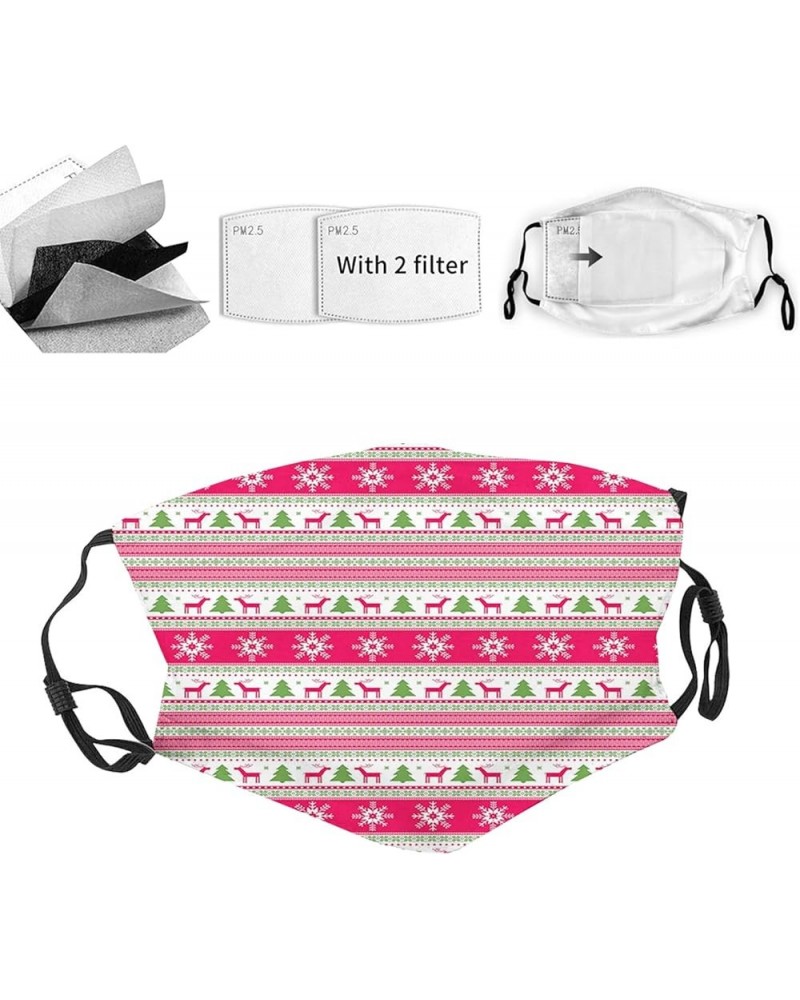 Cloth Face Mask Bandana With 2pcs Filters, Balaclava Adjustable Earloop Washable Reusable for women men Pink Green White _16 ...