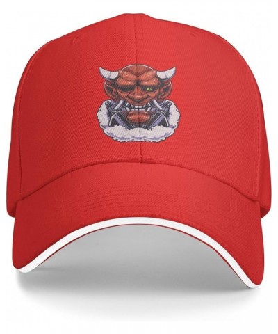 The Red Faced Beast with Fangs Sandwich Hat Adjustable Baseball Cap Black Red $12.80 Baseball Caps