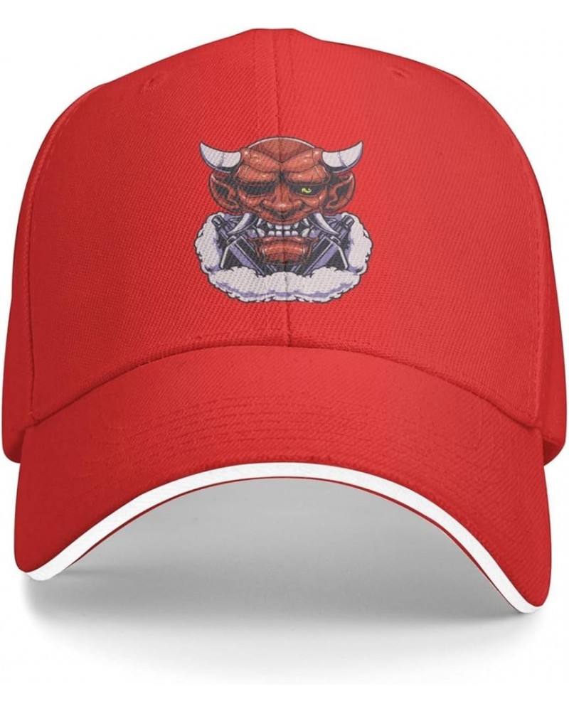 The Red Faced Beast with Fangs Sandwich Hat Adjustable Baseball Cap Black Red $12.80 Baseball Caps