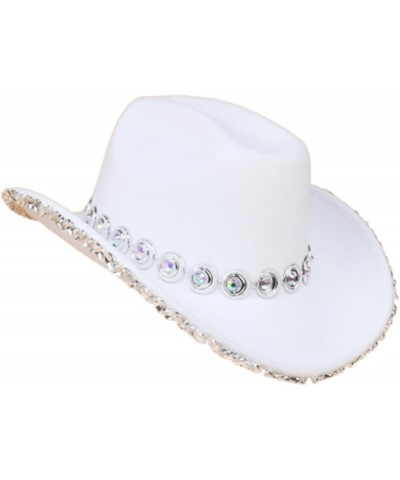 Diamond-Studded Cowboy Hat Bejeweled Disco Hat for Girl Boys Cowgirl Hat for Carnivals Music Festival, Approx.56-58cm/22.05-2...