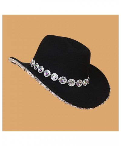 Diamond-Studded Cowboy Hat Bejeweled Disco Hat for Girl Boys Cowgirl Hat for Carnivals Music Festival, Approx.56-58cm/22.05-2...