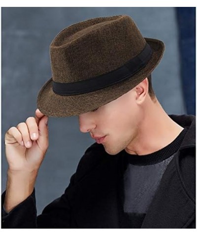 Wide Brim Men Women Jazz Cap Casual Panama Hat Summer Spring Beach Fedora Hat for Men Independence Day Gifts Birthday Coffee ...