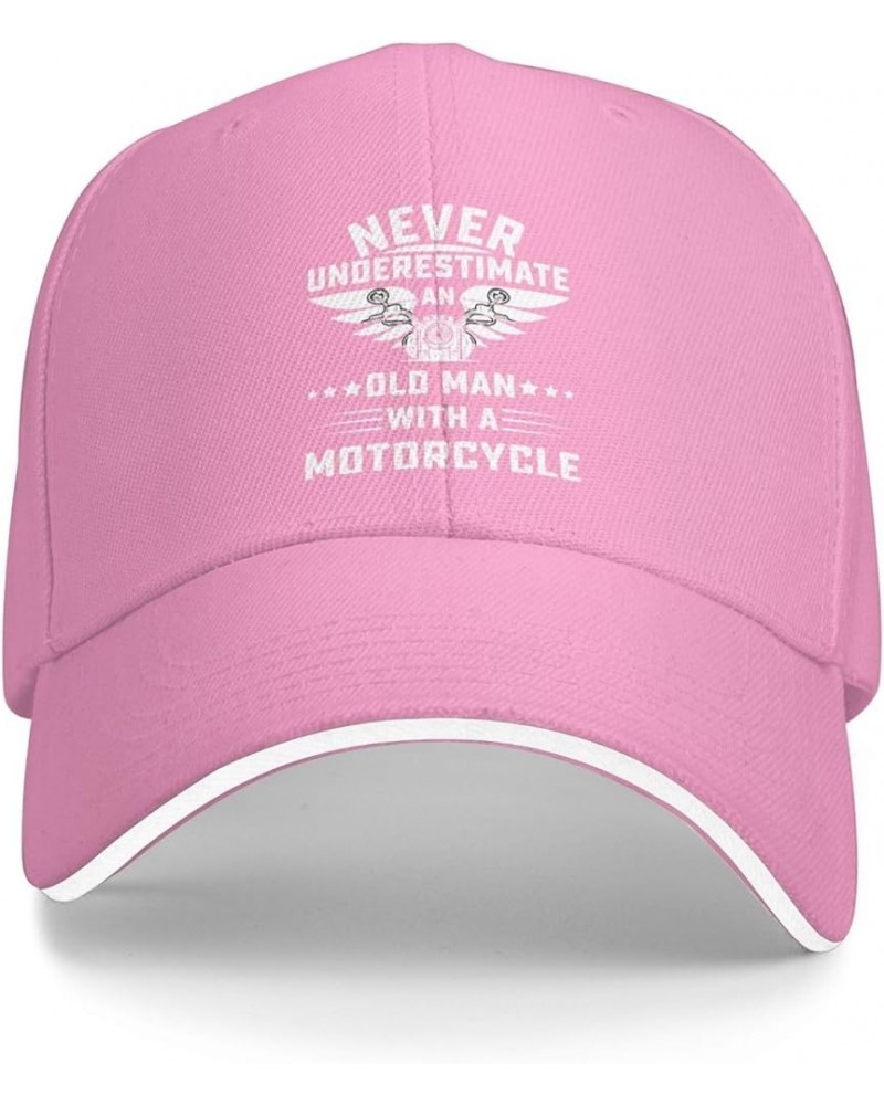 Never Underestimate an Old Man with A Motorcycle Baseball Cap Sandwich Brim Hats for Men Women Adjustable Caps Pink $11.48 Ba...