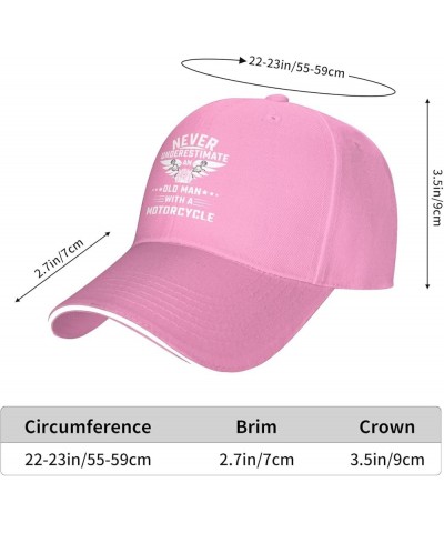 Never Underestimate an Old Man with A Motorcycle Baseball Cap Sandwich Brim Hats for Men Women Adjustable Caps Pink $11.48 Ba...