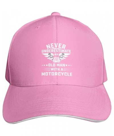 Never Underestimate an Old Man with A Motorcycle Baseball Cap Sandwich Brim Hats for Men Women Adjustable Caps Pink $11.48 Ba...