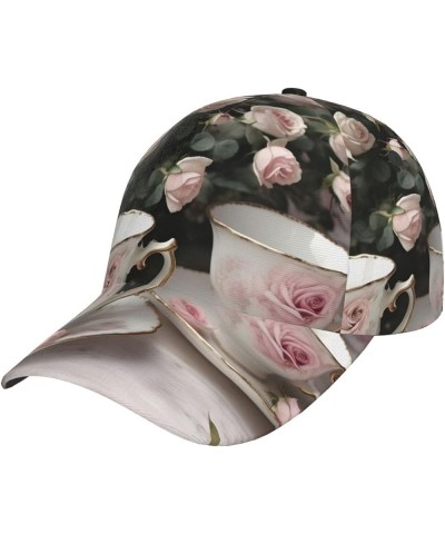 Yellow Flowers Butterflies Unisex Print Baseball Cap,Fashionable and Practical Outdoor Gear,for All Seasons Tea Cups With Ros...