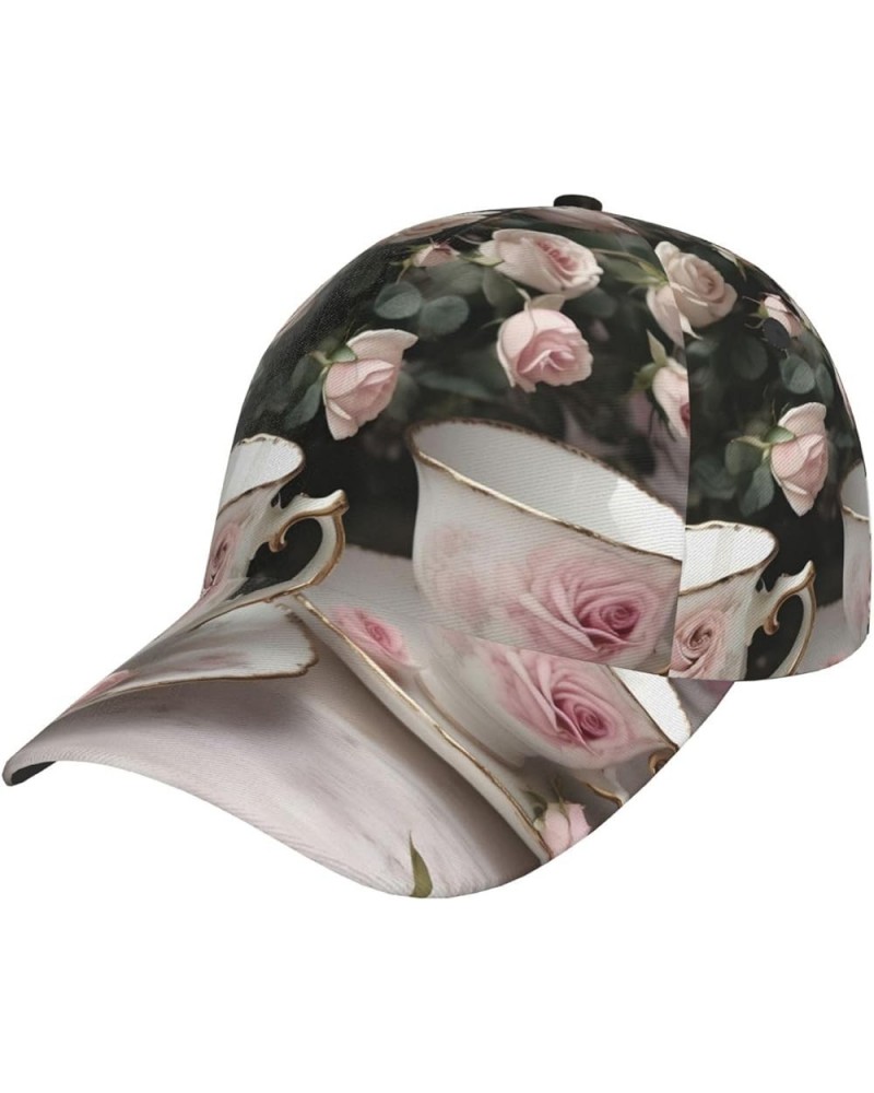 Yellow Flowers Butterflies Unisex Print Baseball Cap,Fashionable and Practical Outdoor Gear,for All Seasons Tea Cups With Ros...