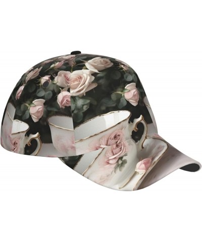 Yellow Flowers Butterflies Unisex Print Baseball Cap,Fashionable and Practical Outdoor Gear,for All Seasons Tea Cups With Ros...