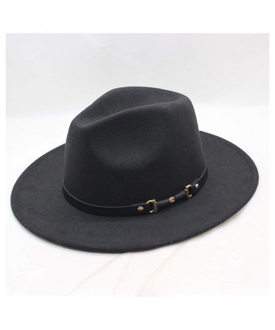 Womens Felt Wool Fedora Hat, Classic Wide Brim Floppy Panama Hat,Belt Buckle for Beach Church 8 $15.80 Fedoras