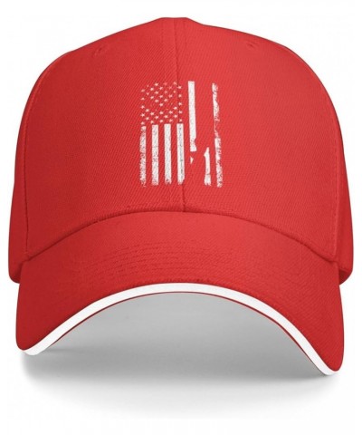 Patriotic Deer Hunting Flag U.S. Flag Baseball Cap Sandwich Brim Hats for Men Women Adjustable Caps Red $11.48 Baseball Caps