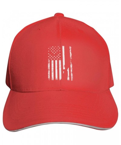 Patriotic Deer Hunting Flag U.S. Flag Baseball Cap Sandwich Brim Hats for Men Women Adjustable Caps Red $11.48 Baseball Caps