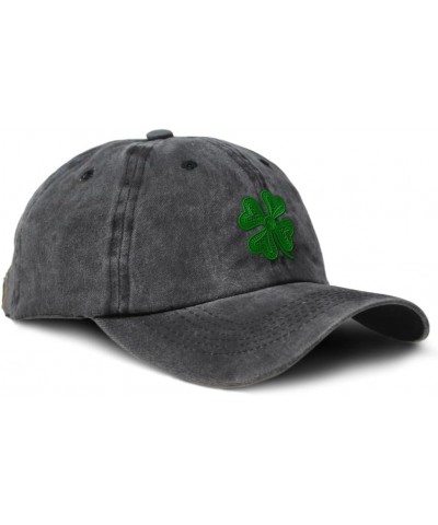 Soft Washed Baseball Cap 4 Leaf Clover St Patrick's Day Cotton Dad Hats for Men & Women Black $12.60 Baseball Caps