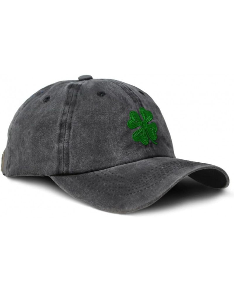 Soft Washed Baseball Cap 4 Leaf Clover St Patrick's Day Cotton Dad Hats for Men & Women Black $12.60 Baseball Caps